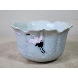 Gold Castle Bowl Lotus Flower Shaped 4 1/2" Chikusa Hand Painted Blue Japan